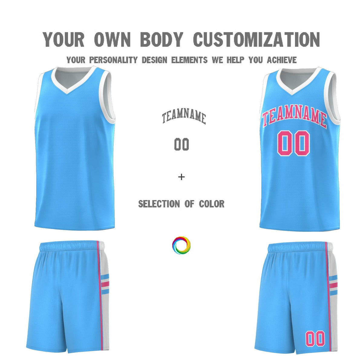 Custom Youth Basketball Jersey - Powder Blue White Personalized Varsity Two-Tone Uniform