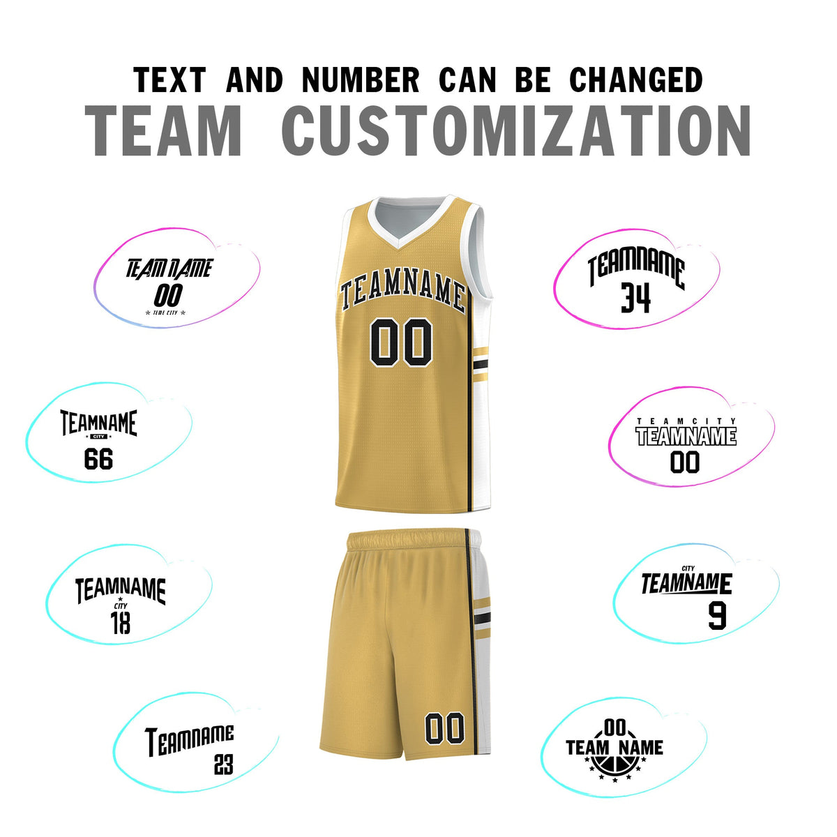 Custom Youth Basketball Jersey - Old Gold White Personalized Varsity Two-Tone Uniform