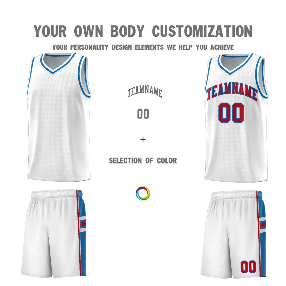 Custom Youth Basketball Jersey - White Royal Two-Tone Varsity Jersey Set