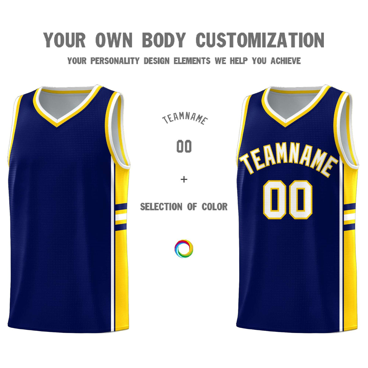 Custom Youth Basketball Jersey - Navy Gold Two-Tone Varsity Jersey Set