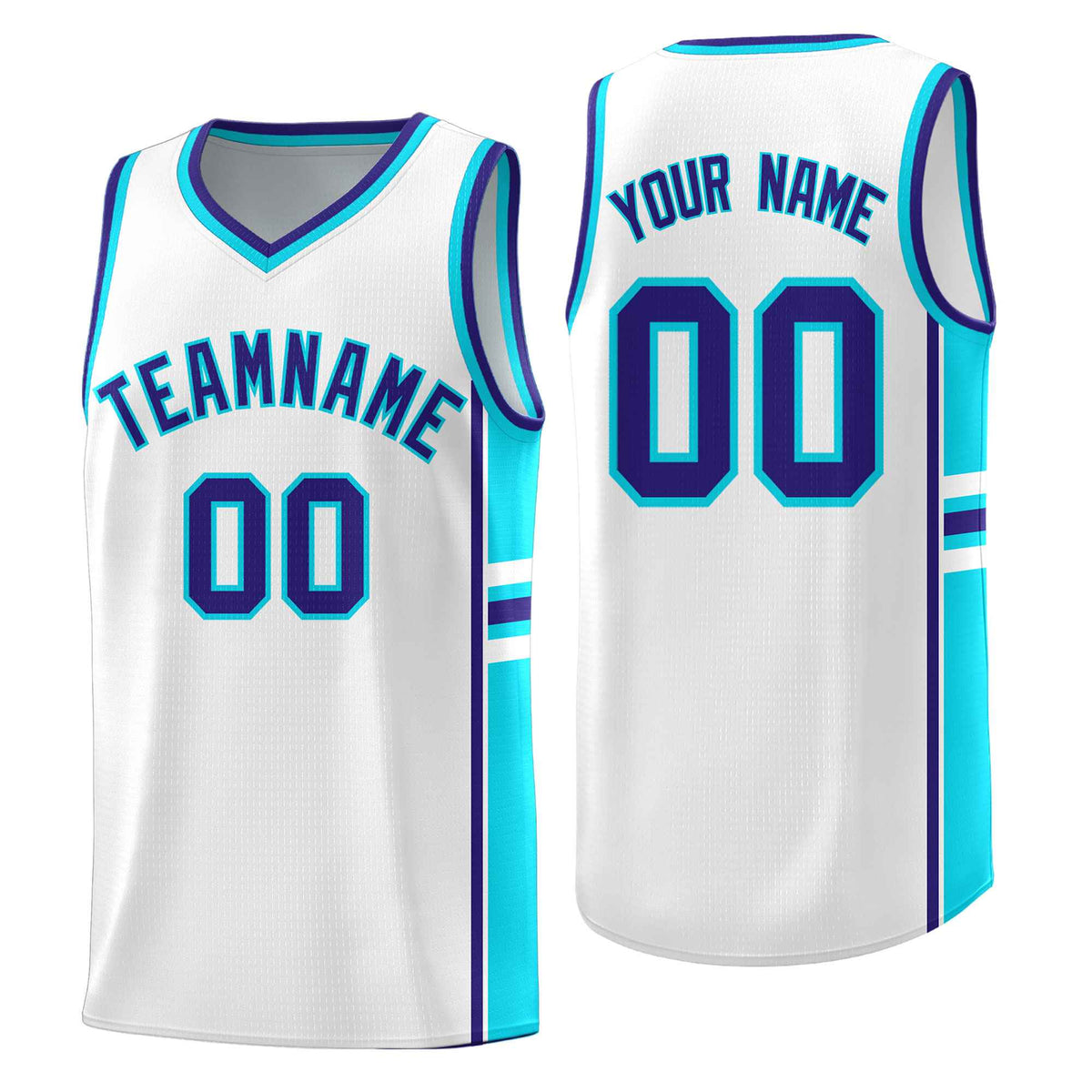 Custom Youth Basketball Jersey - White Royal Personalized Varsity Two-Tone Uniform