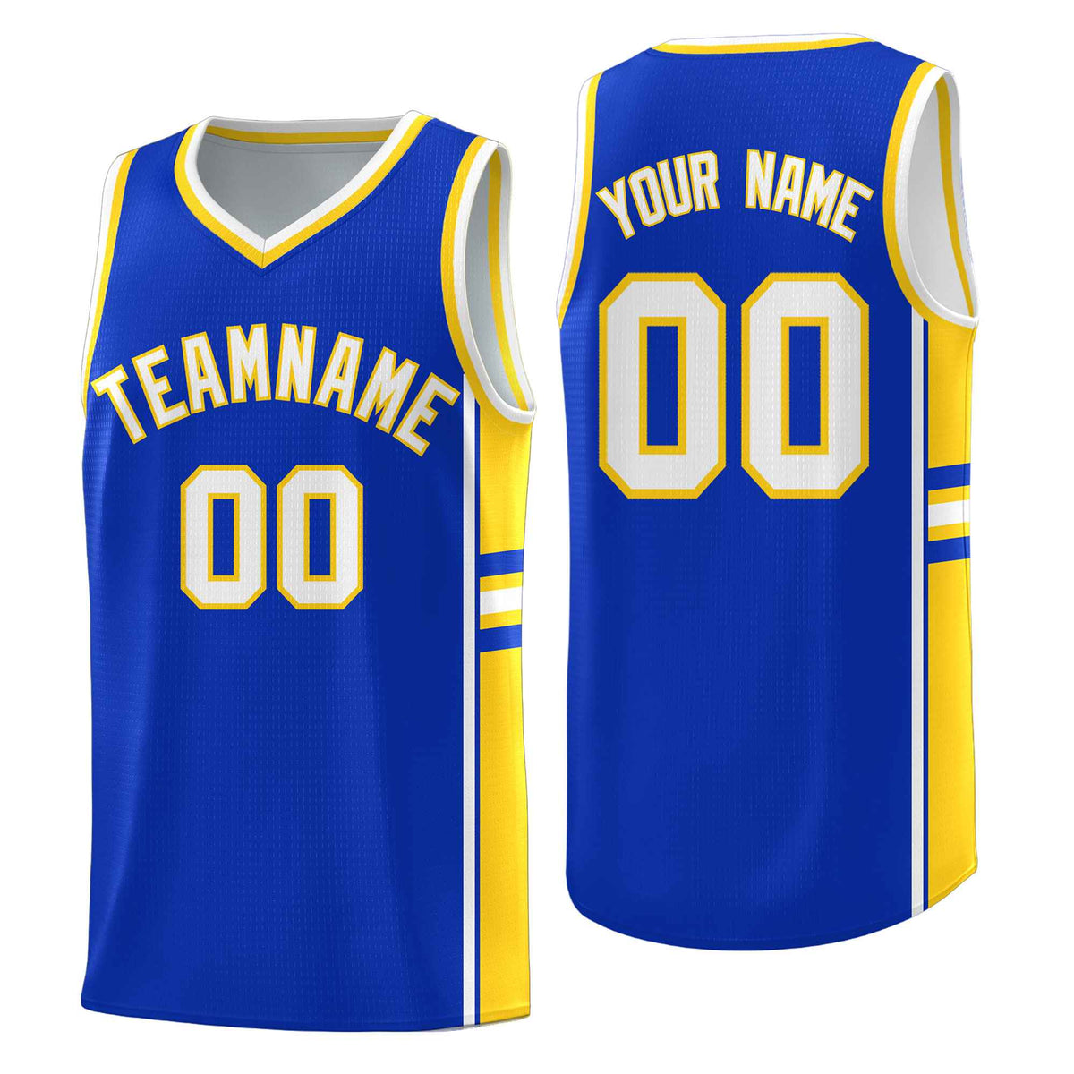 Custom Youth Basketball Jersey - Royal Gold Two-Tone Varsity Jersey Set
