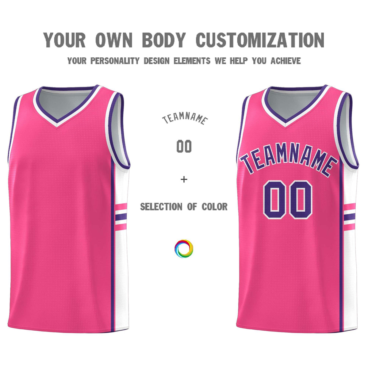 Custom Youth Basketball Jersey - Pink White Two-Tone Varsity Jersey Set