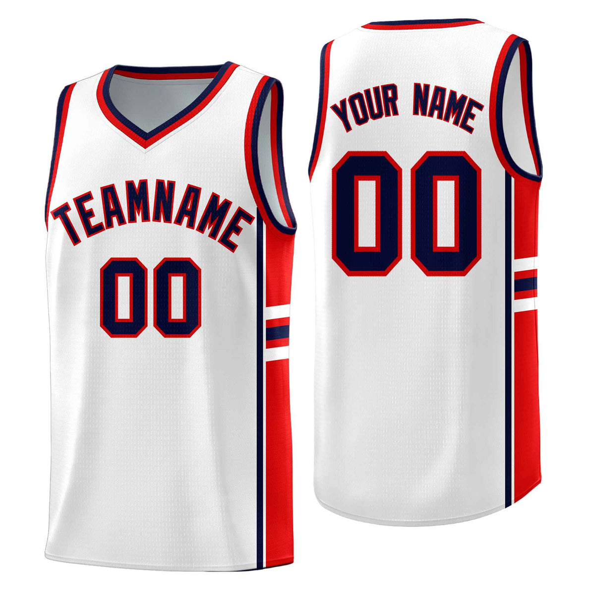 Custom Youth Basketball Jersey - White Red Personalized Varsity Two-Tone Uniform
