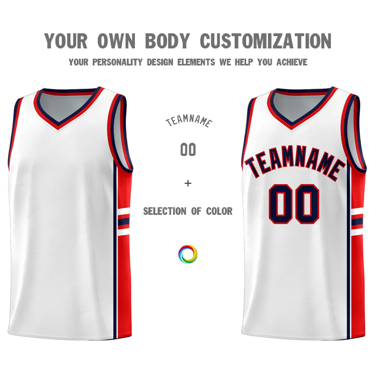 Custom Youth Basketball Jersey - White Red Personalized Varsity Two-Tone Uniform