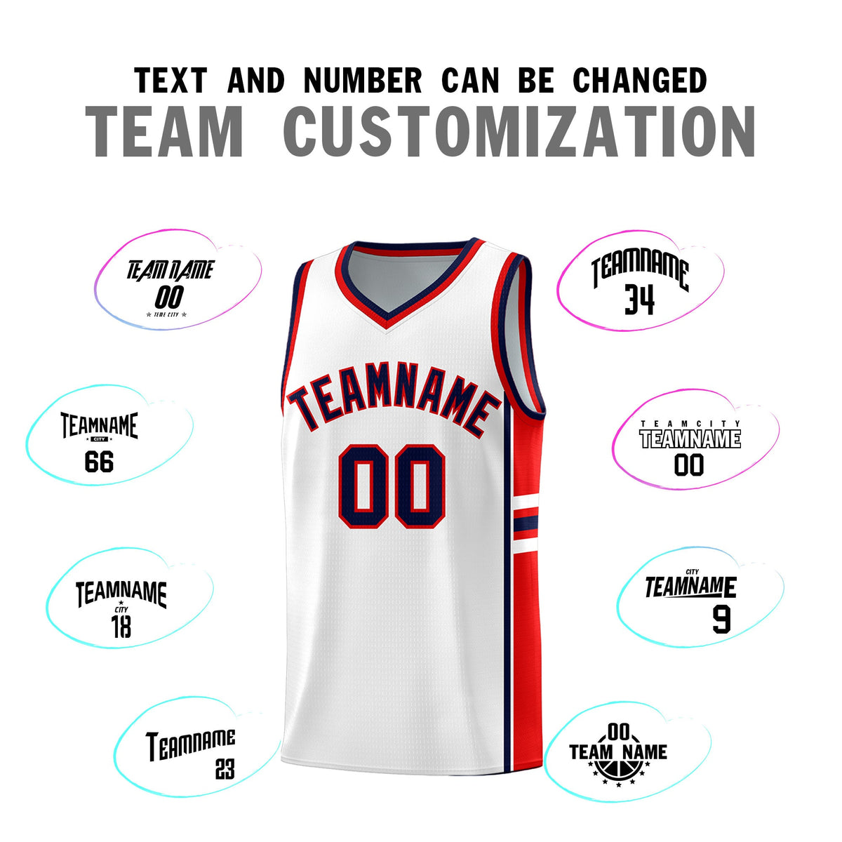 Custom Youth Basketball Jersey - White Red Personalized Varsity Two-Tone Uniform