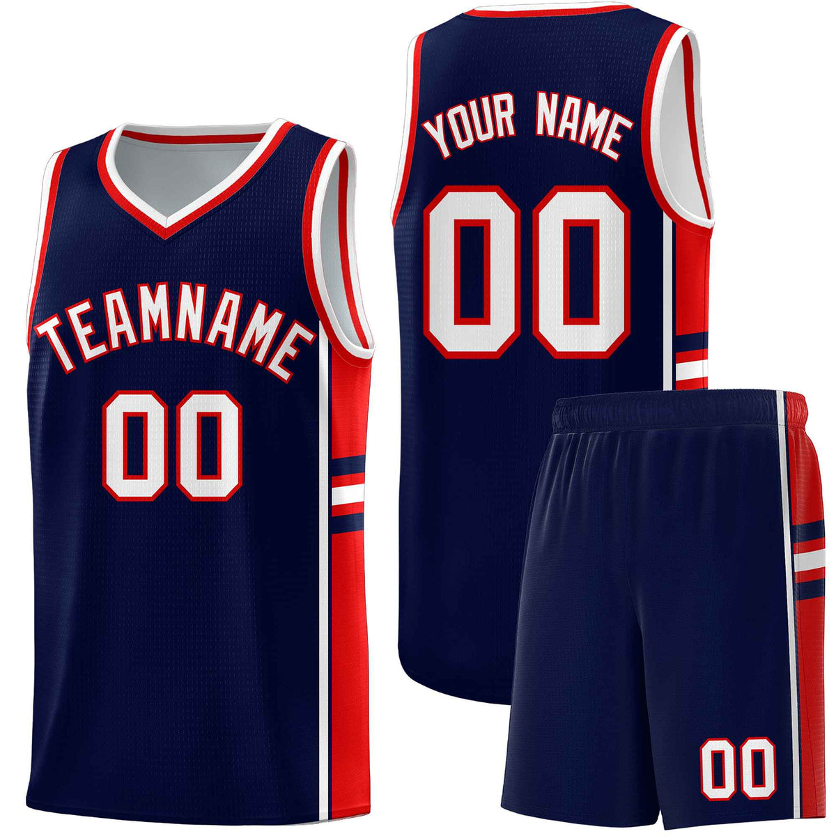 Custom Youth Basketball Jersey - Navy Red Two-Tone Varsity Jersey Set