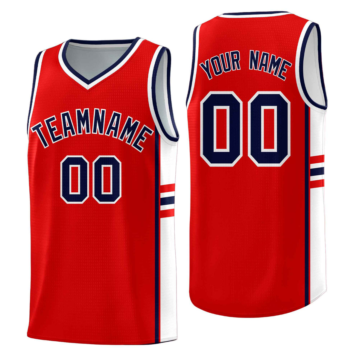 Custom Youth Basketball Jersey - Red White Two-Tone Classic Varsity Uniform