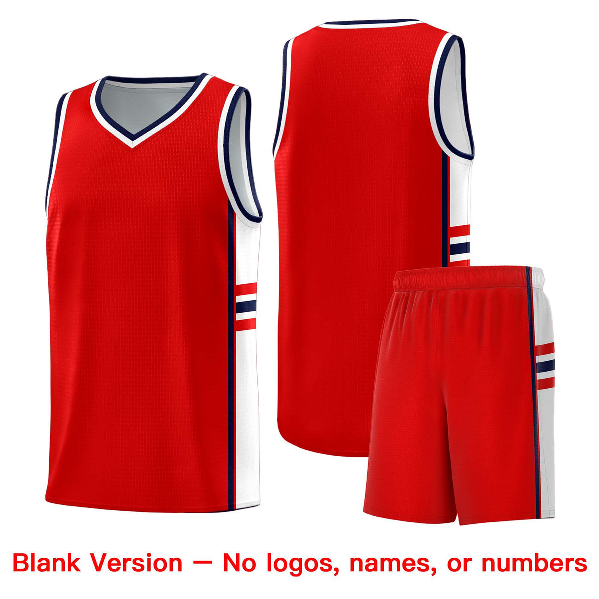 Custom Youth Basketball Jersey - Red White Two-Tone Classic Varsity Uniform