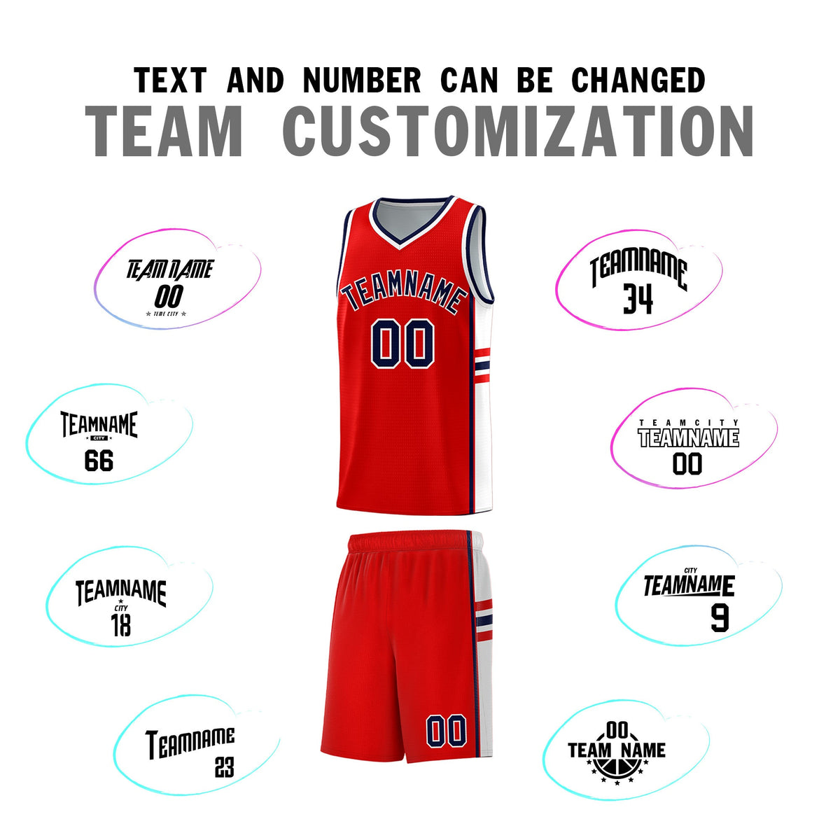 Custom Youth Basketball Jersey - Red White Two-Tone Classic Varsity Uniform