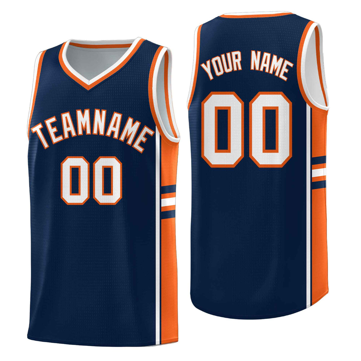 Custom Youth Basketball Jersey - Navy Orange Two-Tone Varsity Jersey Set