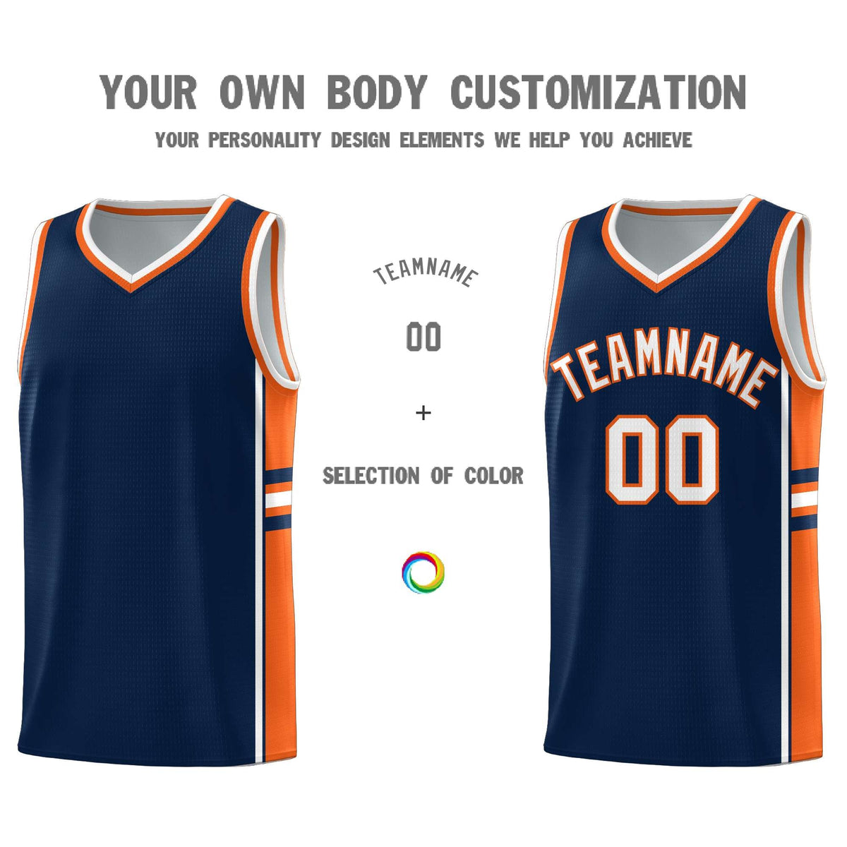 Custom Youth Basketball Jersey - Navy Orange Two-Tone Varsity Jersey Set