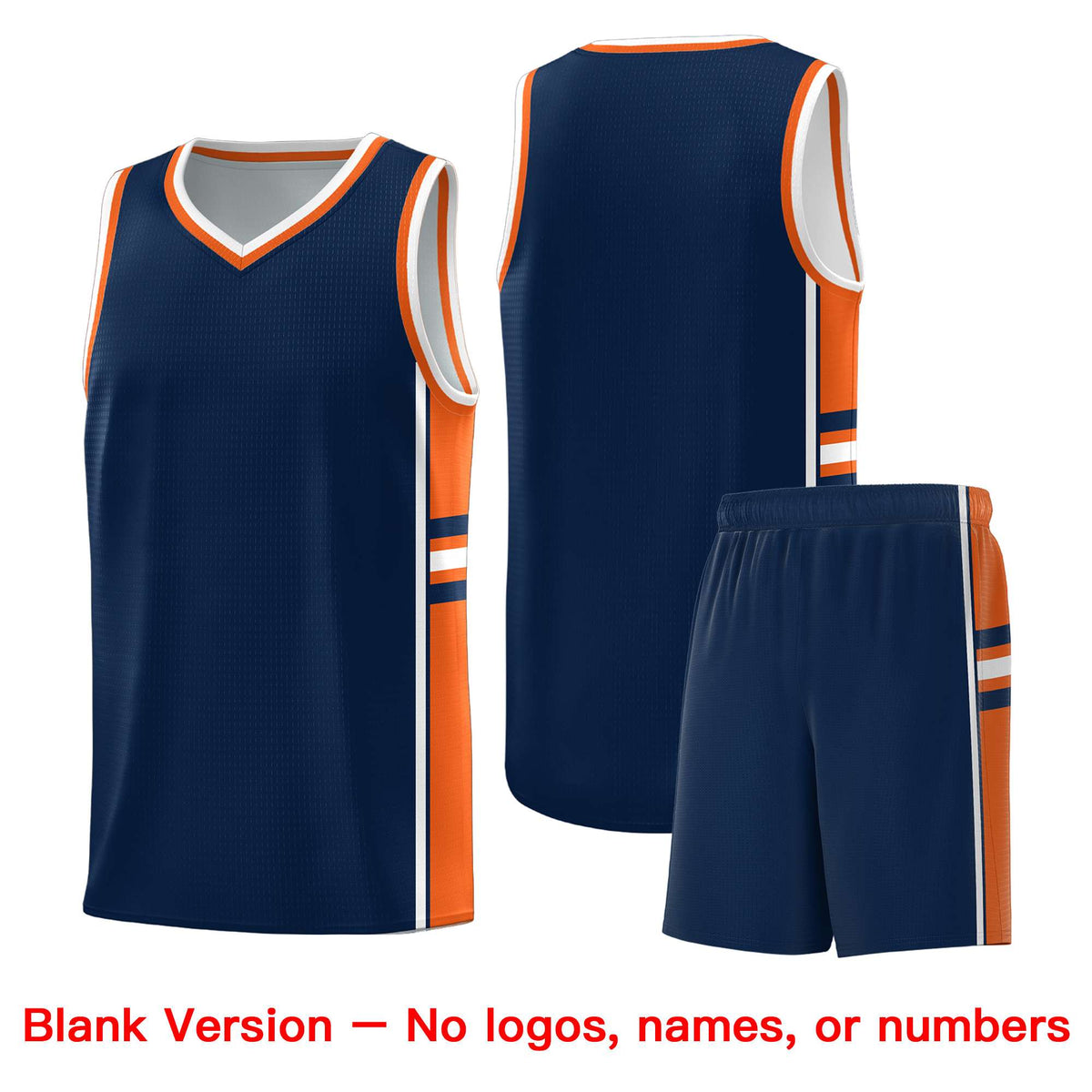 Custom Youth Basketball Jersey - Navy Orange Two-Tone Varsity Jersey Set