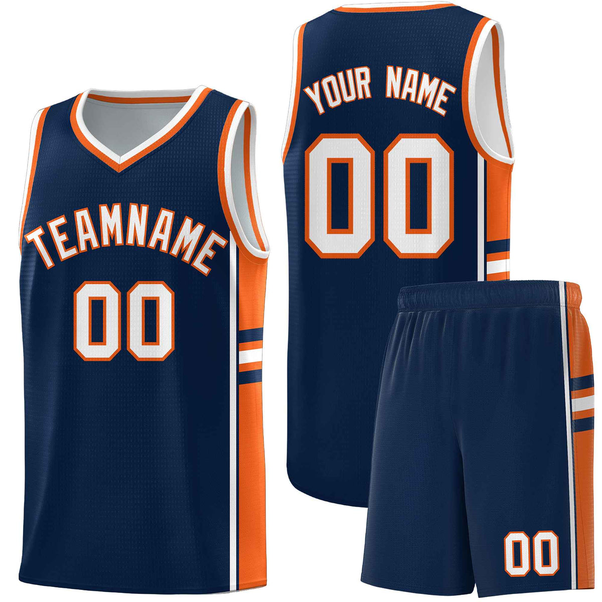 Custom Youth Basketball Jersey - Navy Orange Two-Tone Varsity Jersey Set
