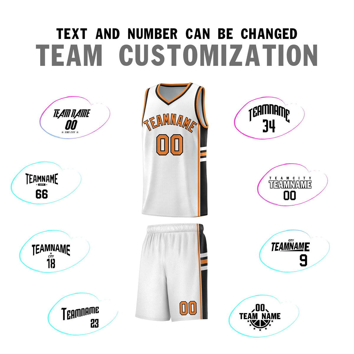 Custom Youth Basketball Jersey - White Gold Orange Personalized Varsity Two-Tone Uniform