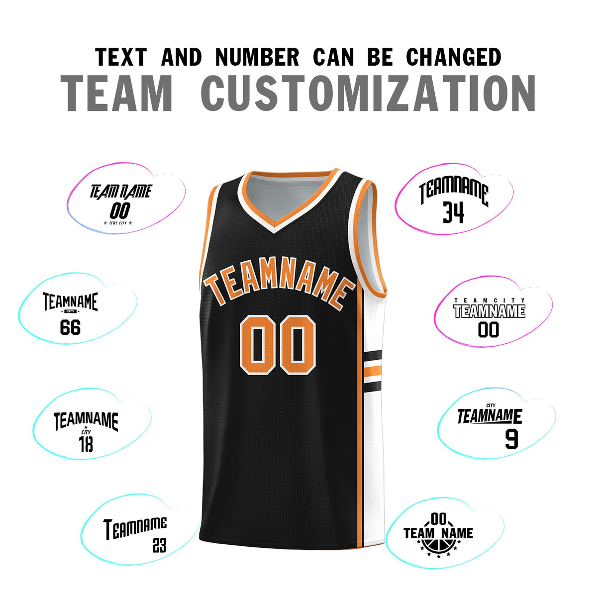 Custom Youth Basketball Jersey - Black Gold Orange Two-Tone Classic Varsity Uniform