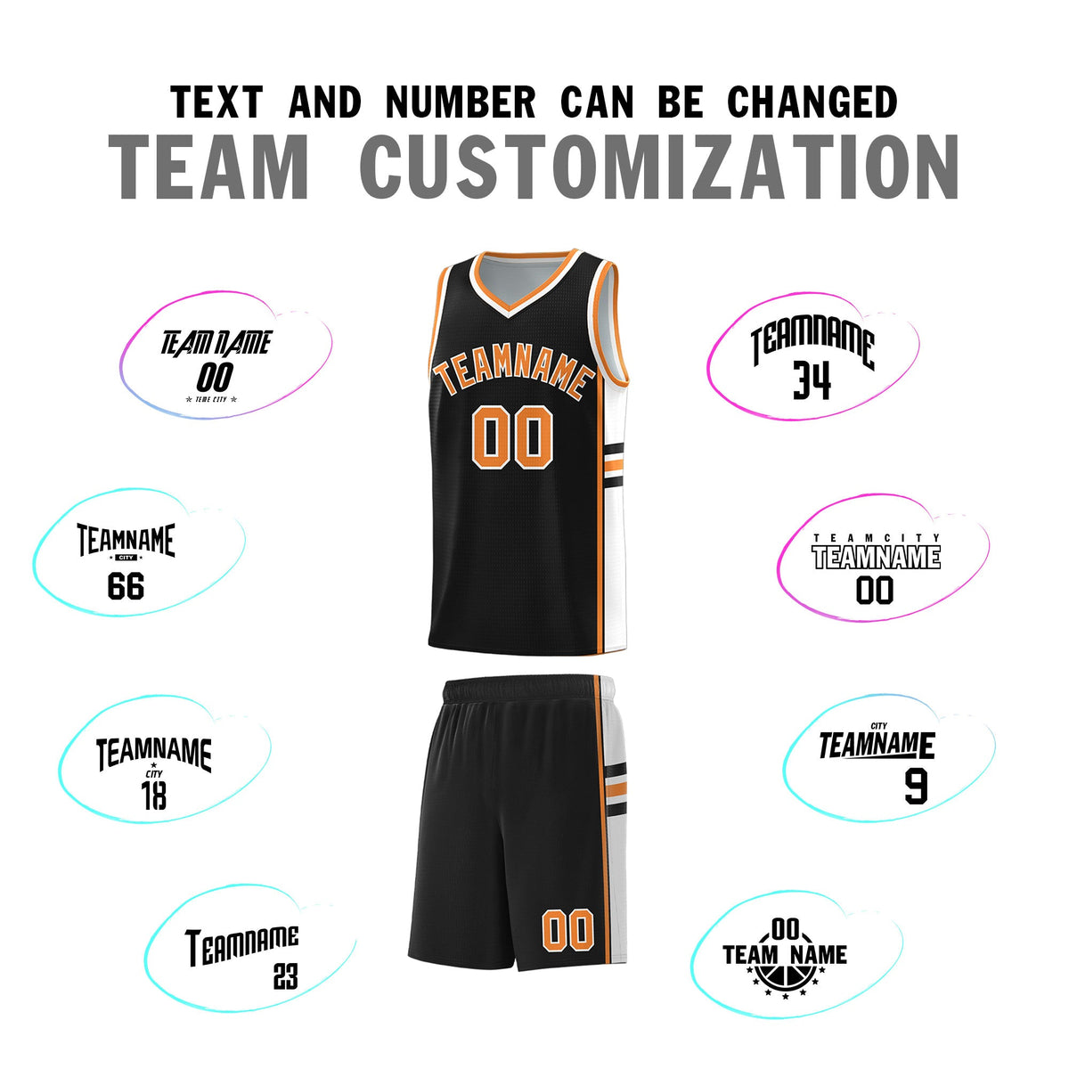 Custom Youth Basketball Jersey - Black Gold Orange Two-Tone Classic Varsity Uniform