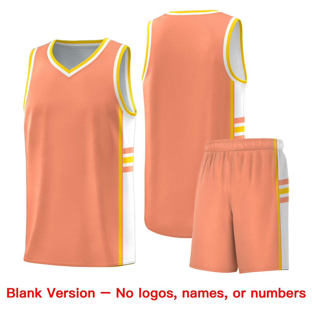 Custom Youth Basketball Jersey - Light Orange White Two-Tone Classic Varsity Uniform