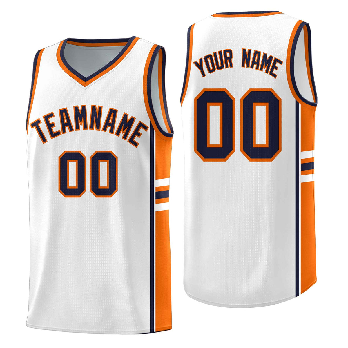 Custom Youth Basketball Jersey - White Orange Two-Tone Varsity Jersey Set
