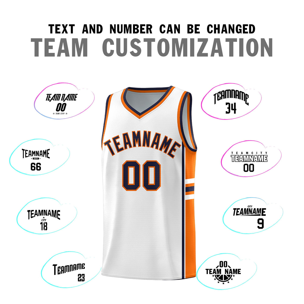Custom Youth Basketball Jersey - White Orange Two-Tone Varsity Jersey Set