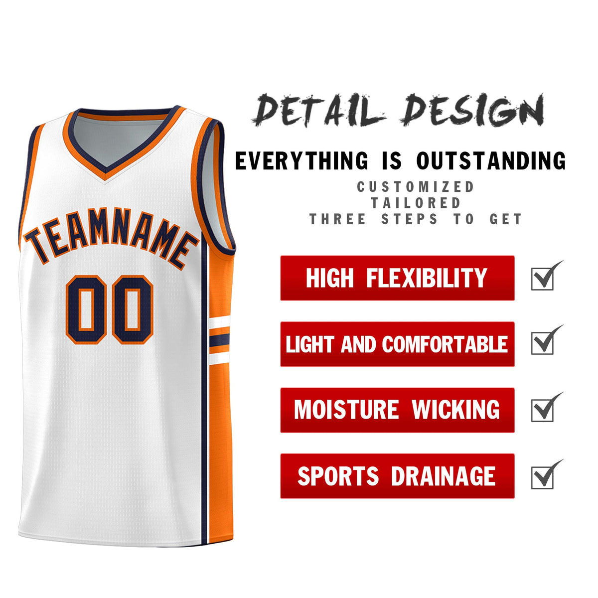 Custom Youth Basketball Jersey - White Orange Two-Tone Varsity Jersey Set