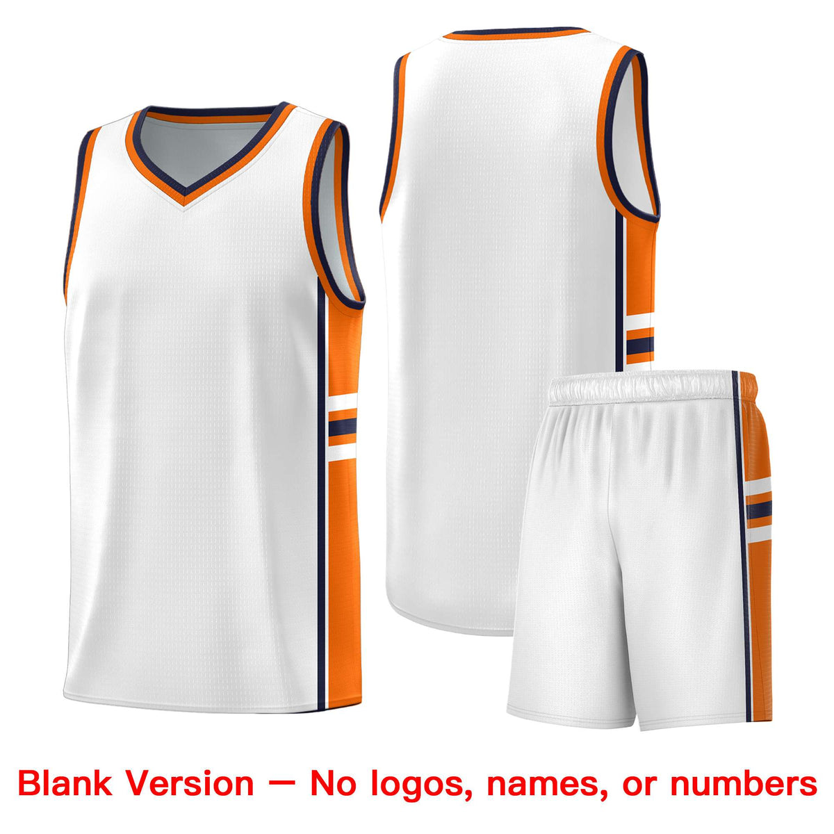 Custom Youth Basketball Jersey - White Orange Two-Tone Varsity Jersey Set
