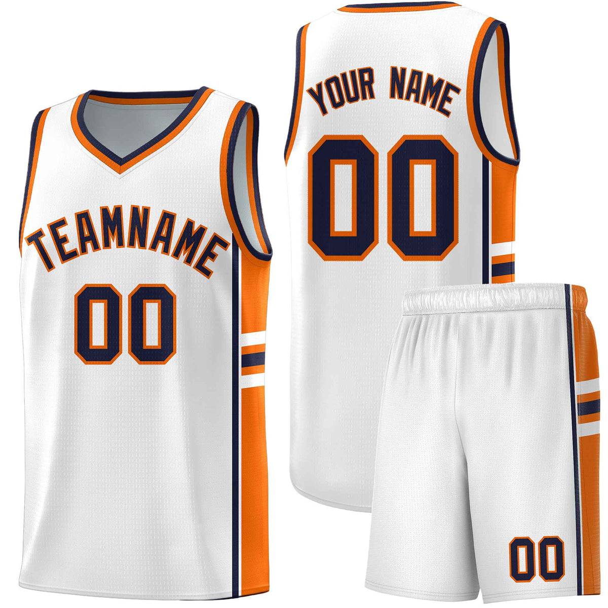 Custom Youth Basketball Jersey - White Orange Two-Tone Varsity Jersey Set