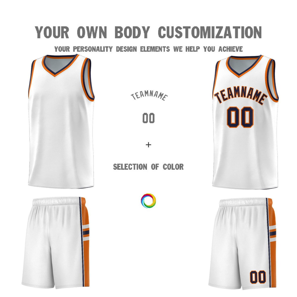 Custom Youth Basketball Jersey - White Orange Two-Tone Varsity Jersey Set