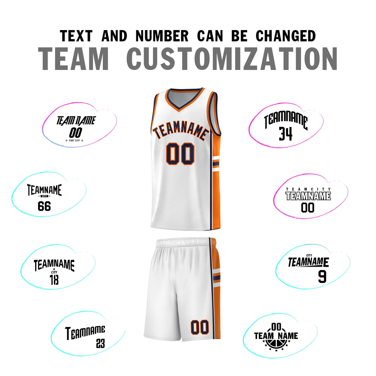 Custom Youth Basketball Jersey - White Orange Two-Tone Varsity Jersey Set