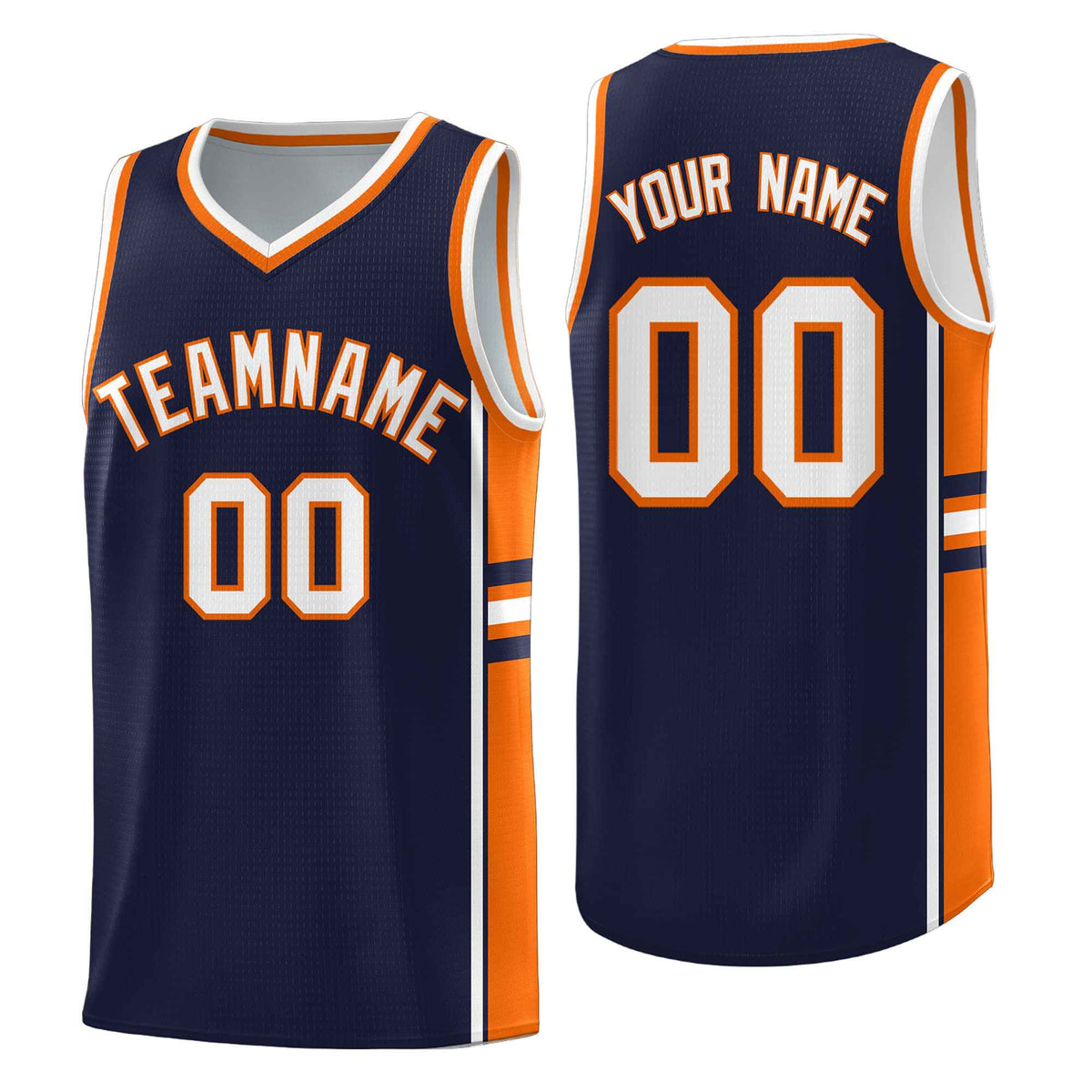Custom Youth Basketball Jersey - Navy Orange Two-Tone Classic Varsity Uniform