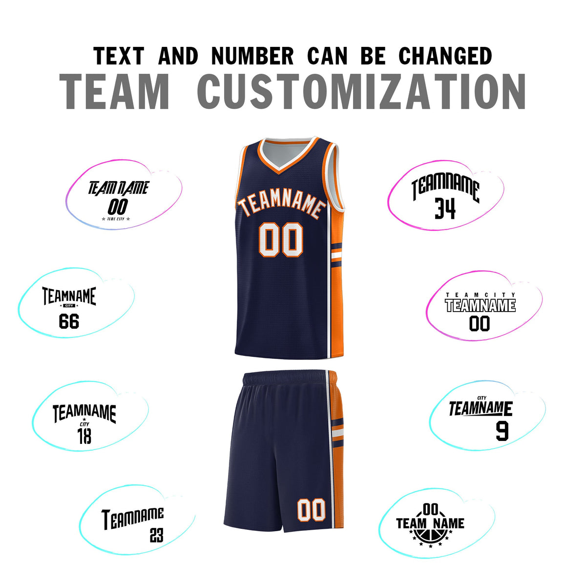 Custom Youth Basketball Jersey - Navy Orange Two-Tone Classic Varsity Uniform