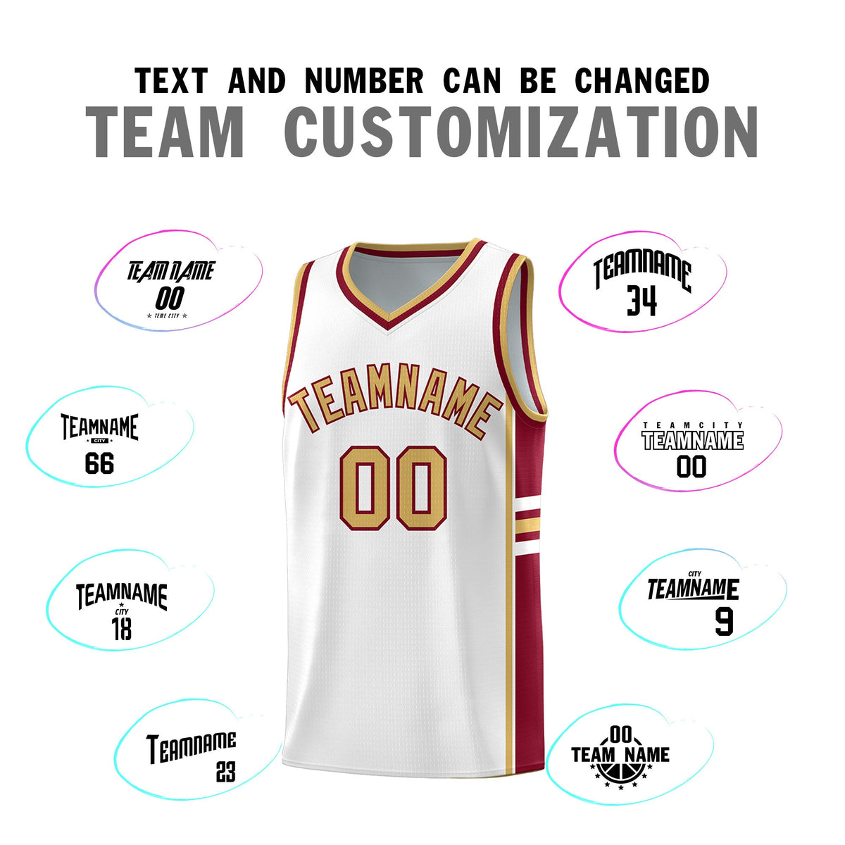 Custom Youth Basketball Jersey - White Crimson Two-Tone Varsity Jersey Set