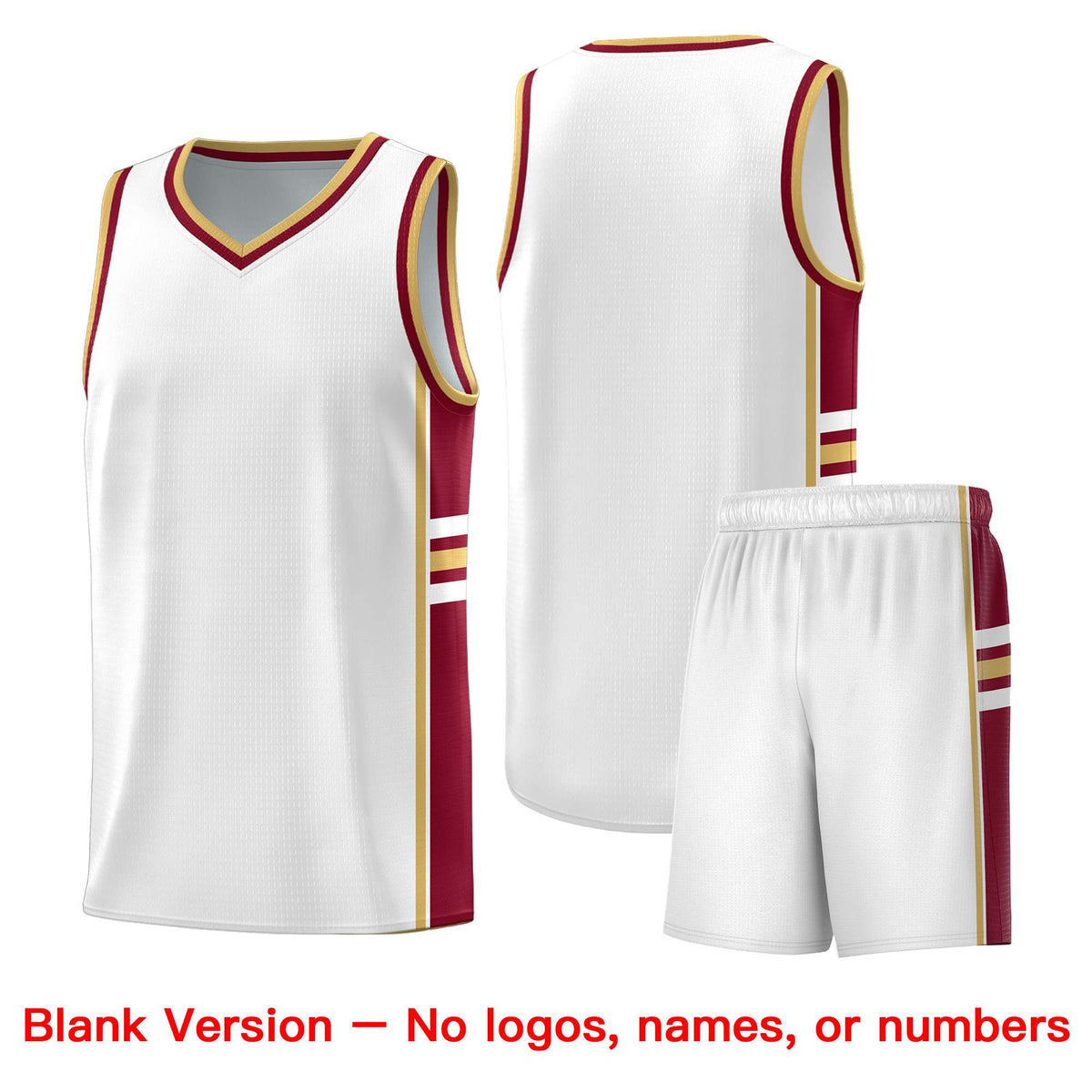 Custom Youth Basketball Jersey - White Crimson Two-Tone Varsity Jersey Set