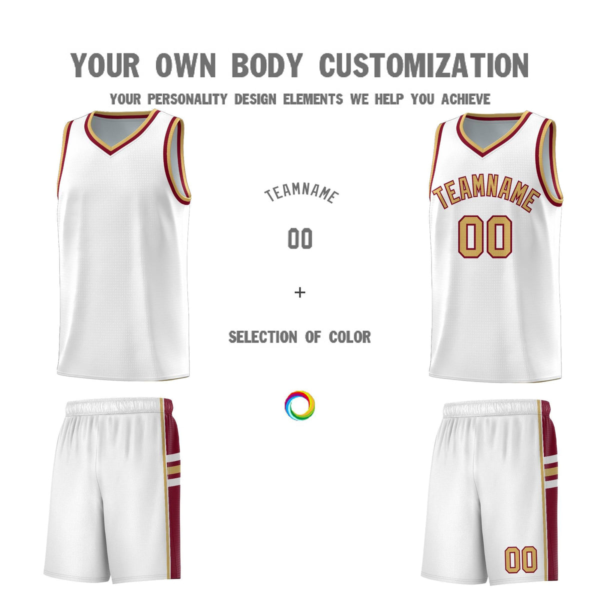 Custom Youth Basketball Jersey - White Crimson Two-Tone Varsity Jersey Set