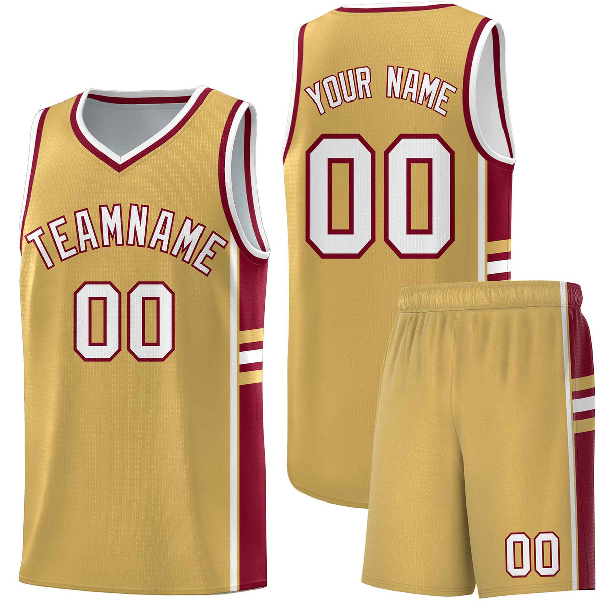 Custom Youth Basketball Jersey - Old Gold Crimson Two-Tone Classic Varsity Uniform