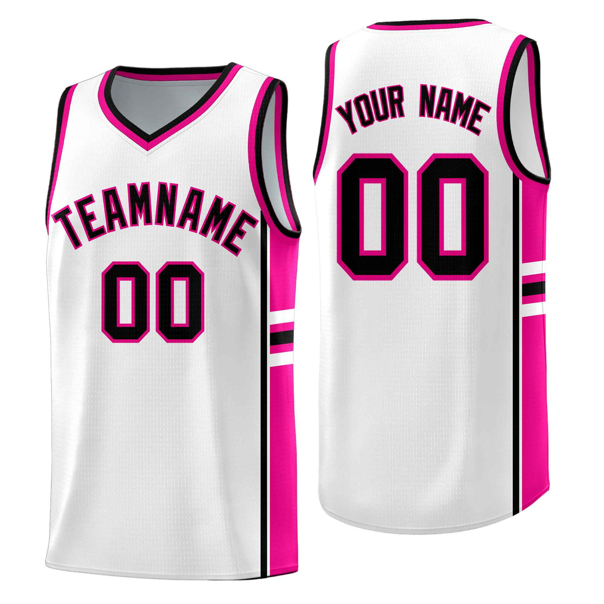 Custom Youth Basketball Jersey - White Pink Two-Tone Varsity Jersey Set