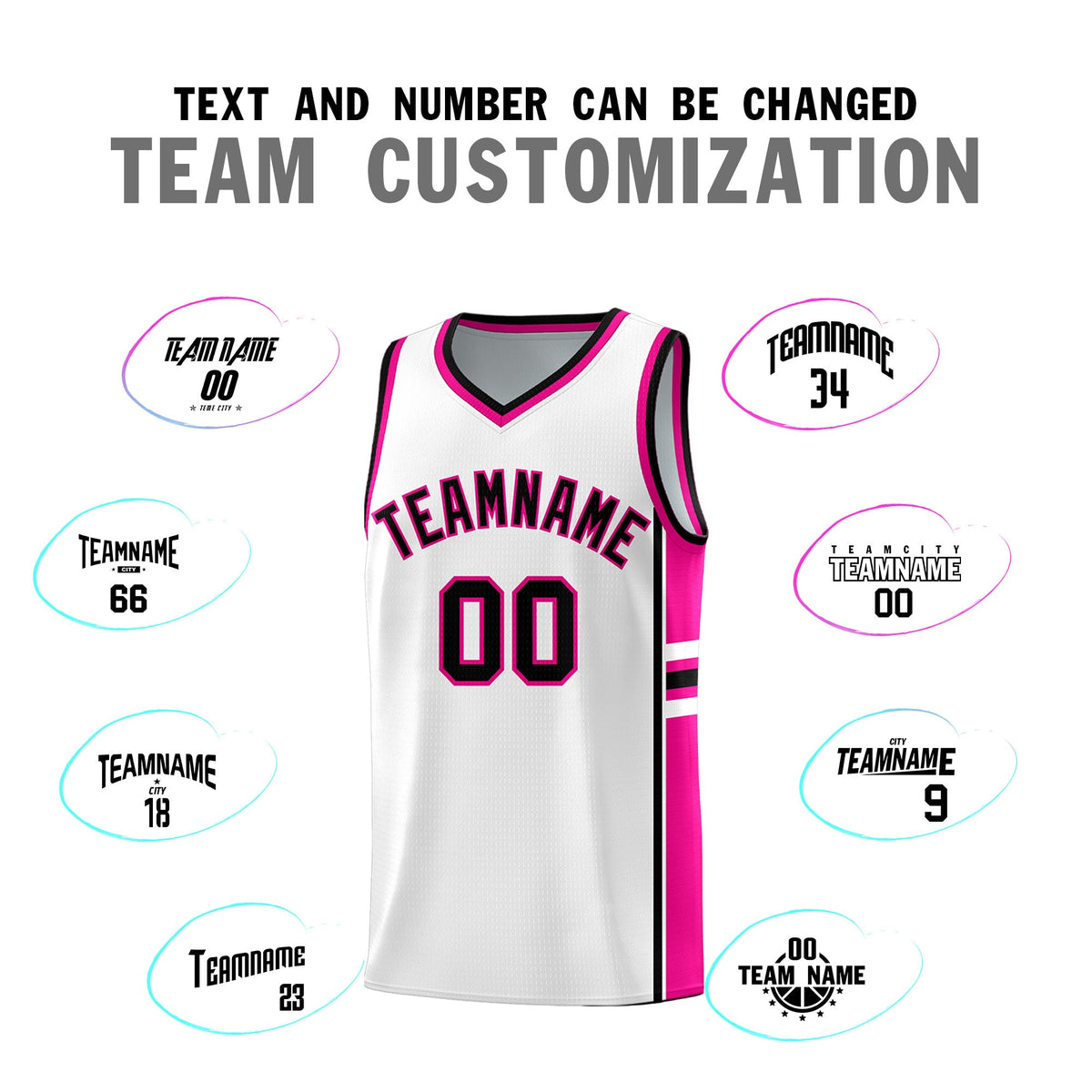 Custom Youth Basketball Jersey - White Pink Two-Tone Varsity Jersey Set