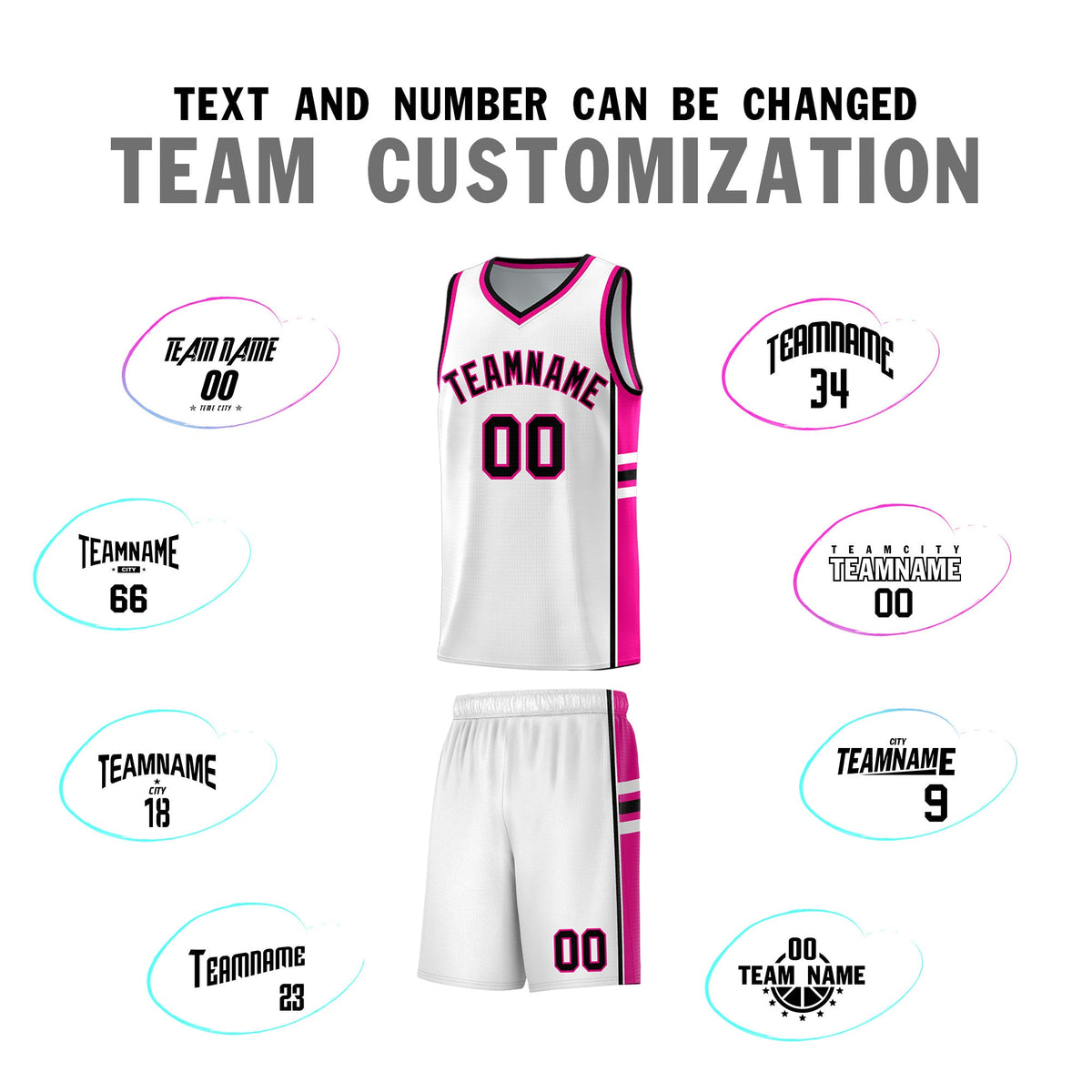 Custom Youth Basketball Jersey - White Pink Two-Tone Varsity Jersey Set