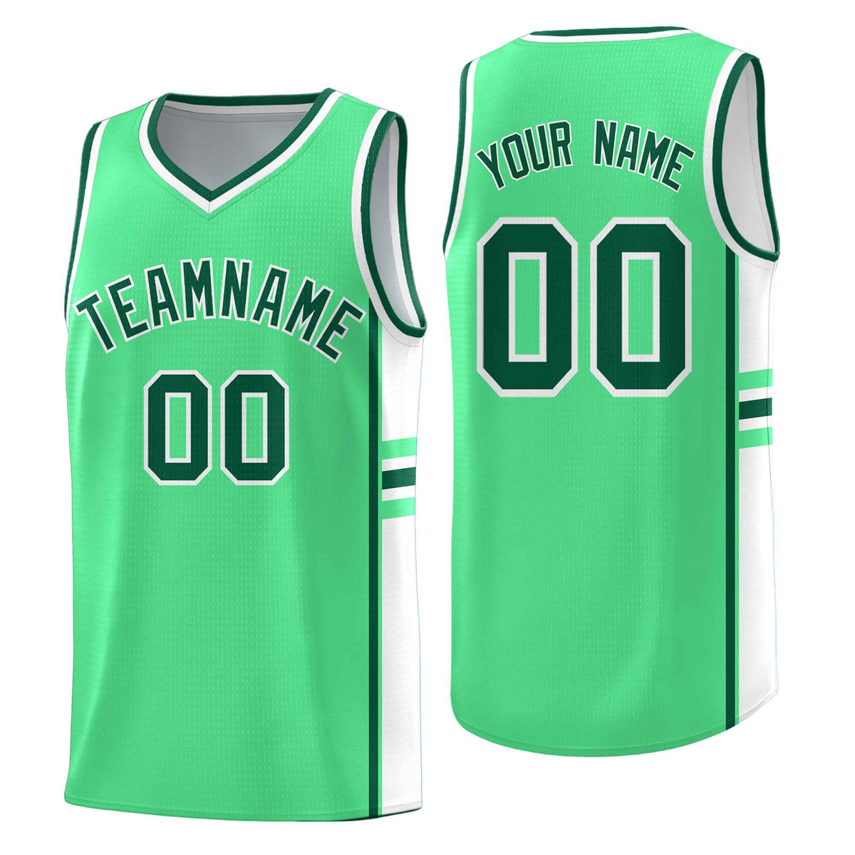 Custom Youth Basketball Jersey - Green White Personalized Varsity Two-Tone Uniform
