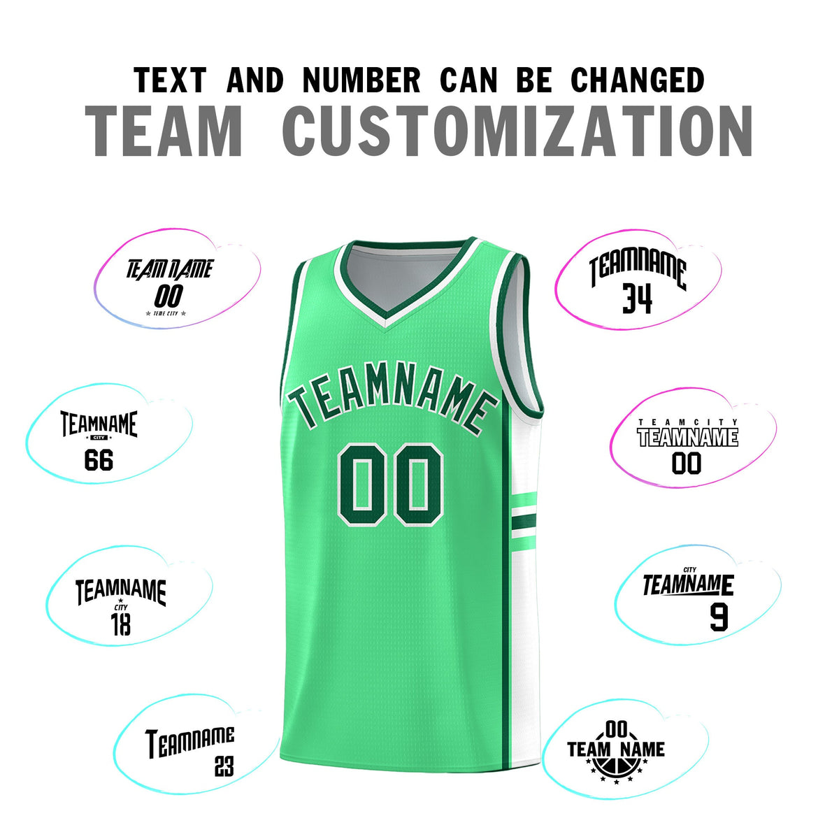 Custom Youth Basketball Jersey - Green White Personalized Varsity Two-Tone Uniform