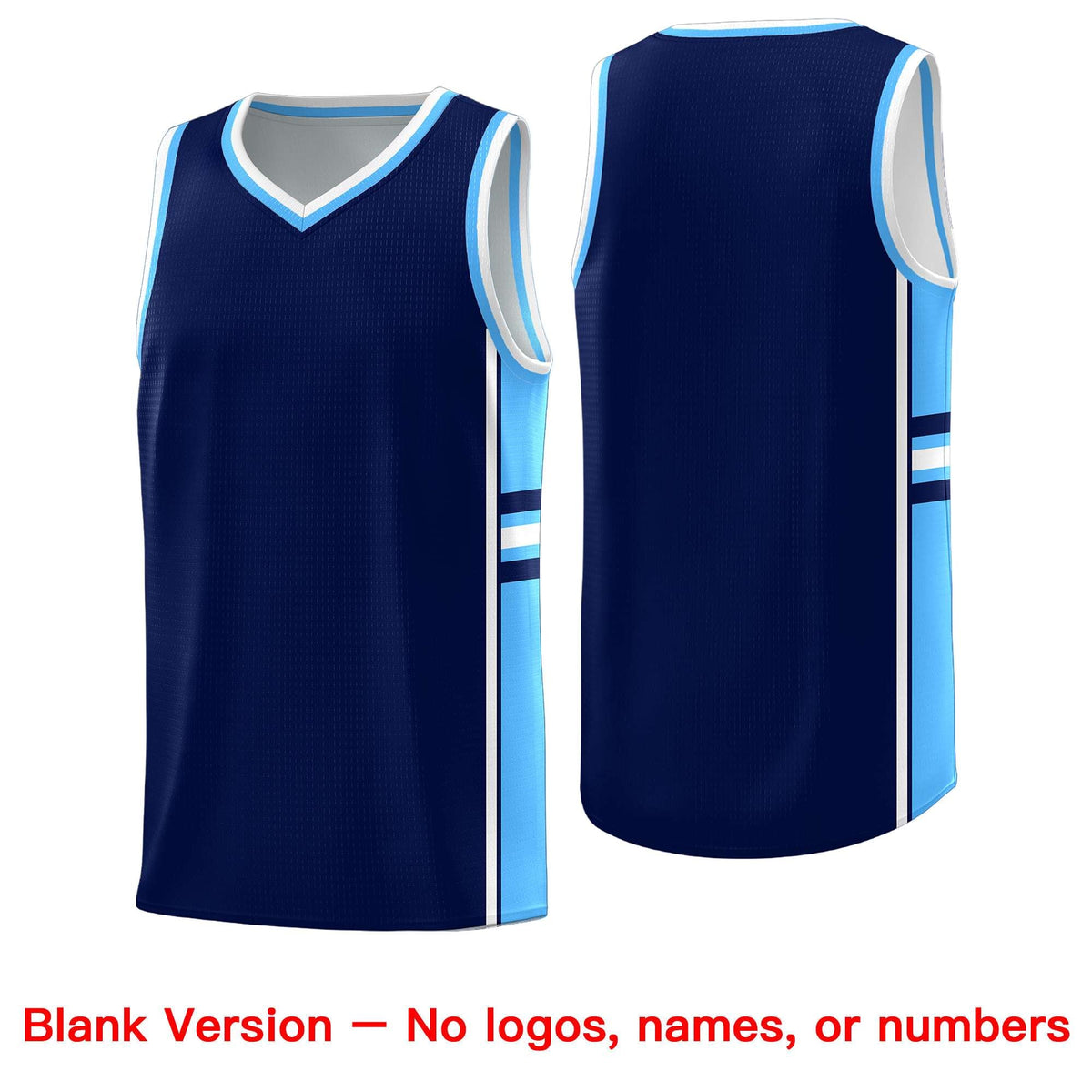 Custom Youth Basketball Jersey - Navy Powder Blue Two-Tone Classic Varsity Uniform