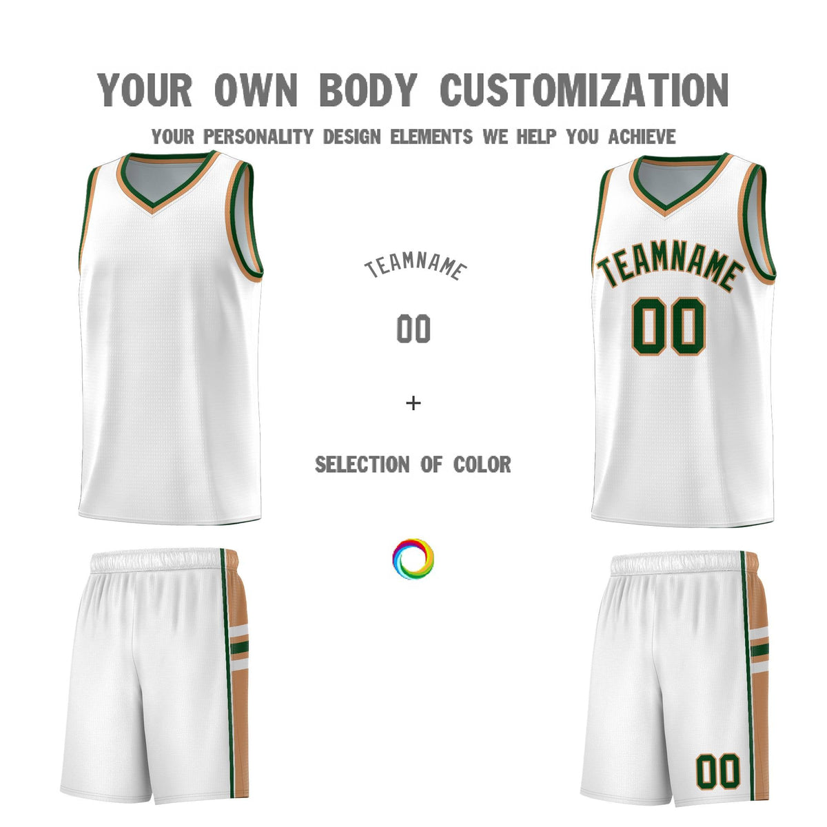 Custom Youth Basketball Jersey - White Buckskin Brown Two-Tone Varsity Jersey Set
