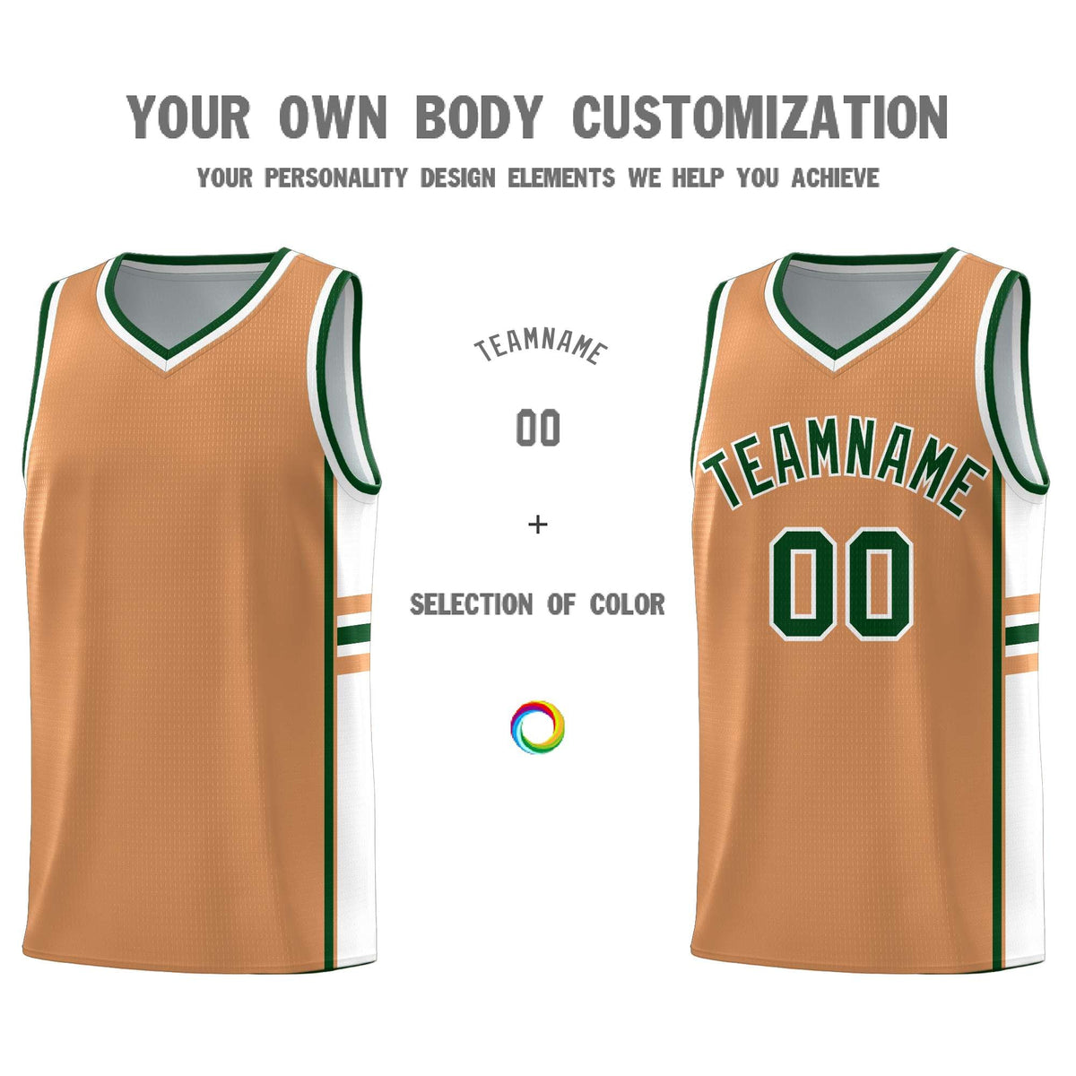 Custom Youth Basketball Jersey - Buckskin Brown White Personalized Varsity Two-Tone Uniform