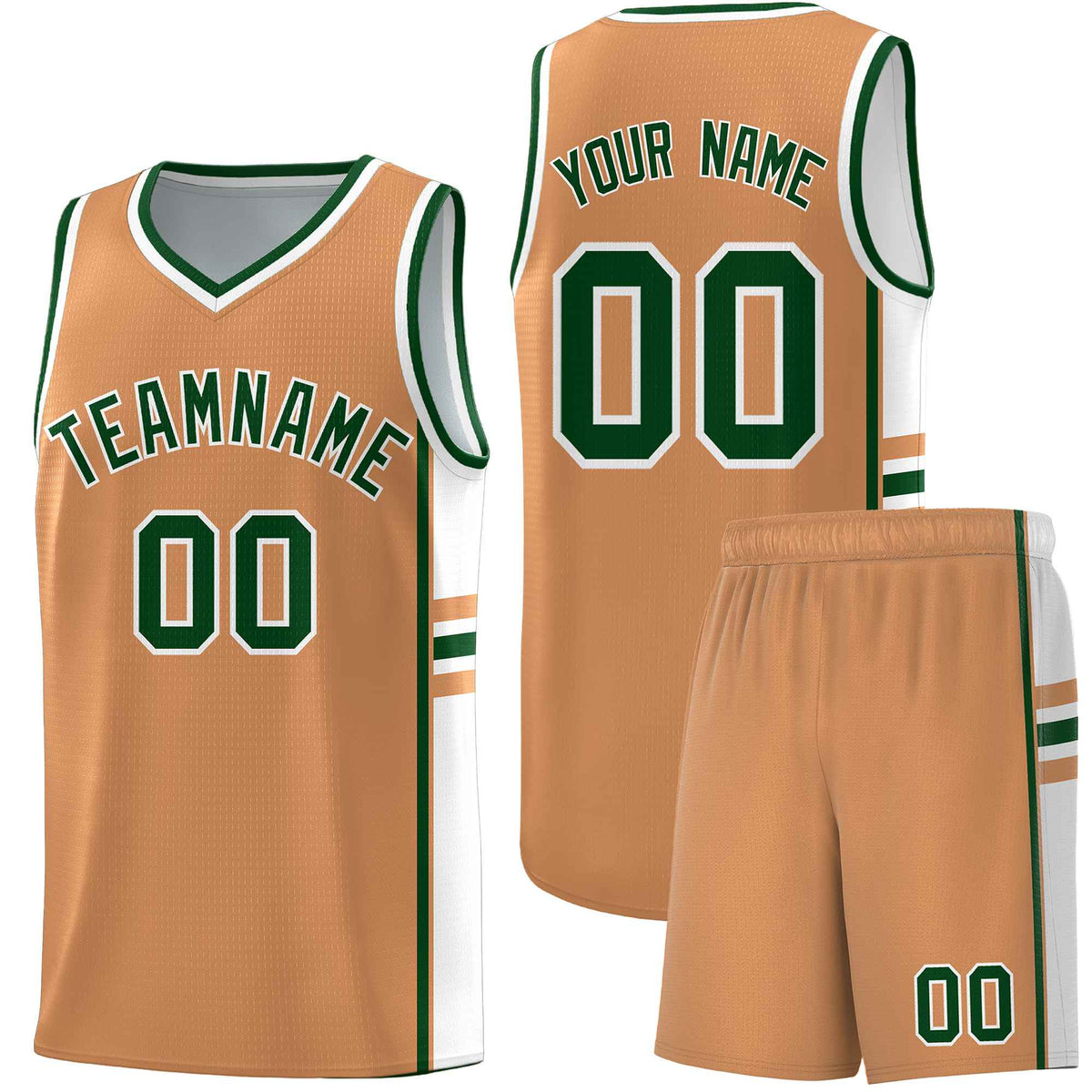 Custom Youth Basketball Jersey - Buckskin Brown White Personalized Varsity Two-Tone Uniform
