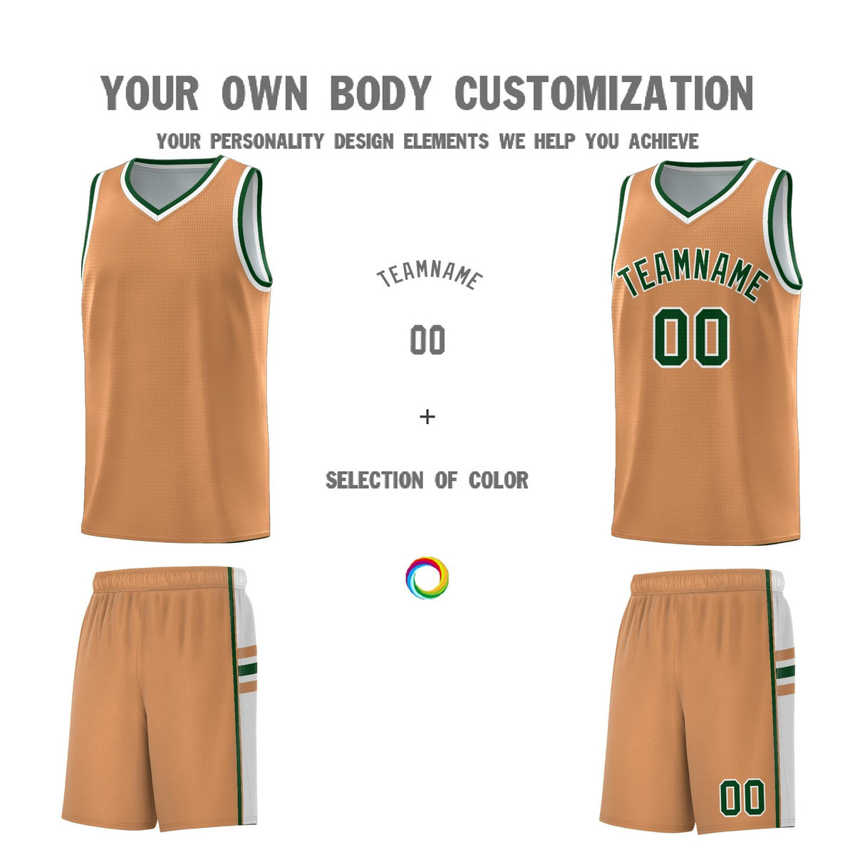 Custom Youth Basketball Jersey - Buckskin Brown White Personalized Varsity Two-Tone Uniform