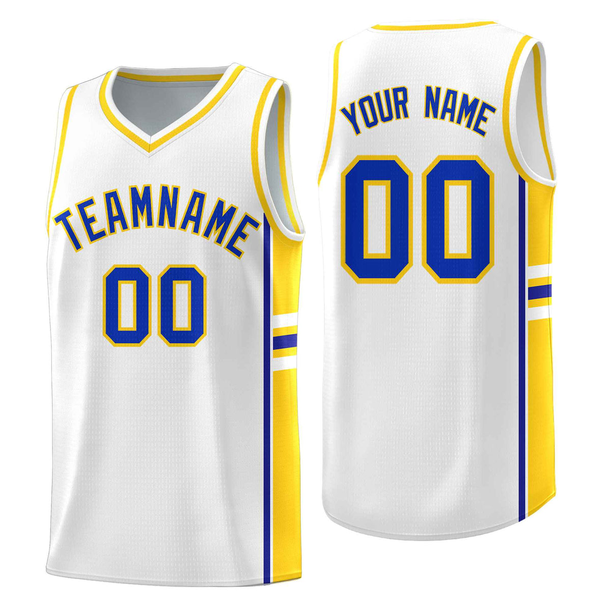 Custom Youth Basketball Jersey - White Fluorescent Yellow Two-Tone Varsity Jersey Set