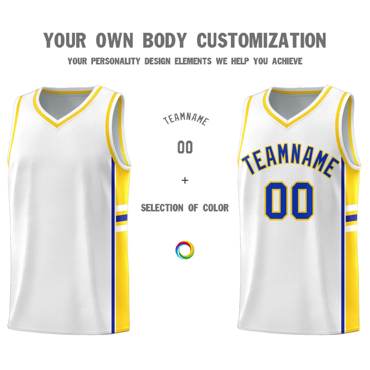 Custom Youth Basketball Jersey - White Fluorescent Yellow Two-Tone Varsity Jersey Set