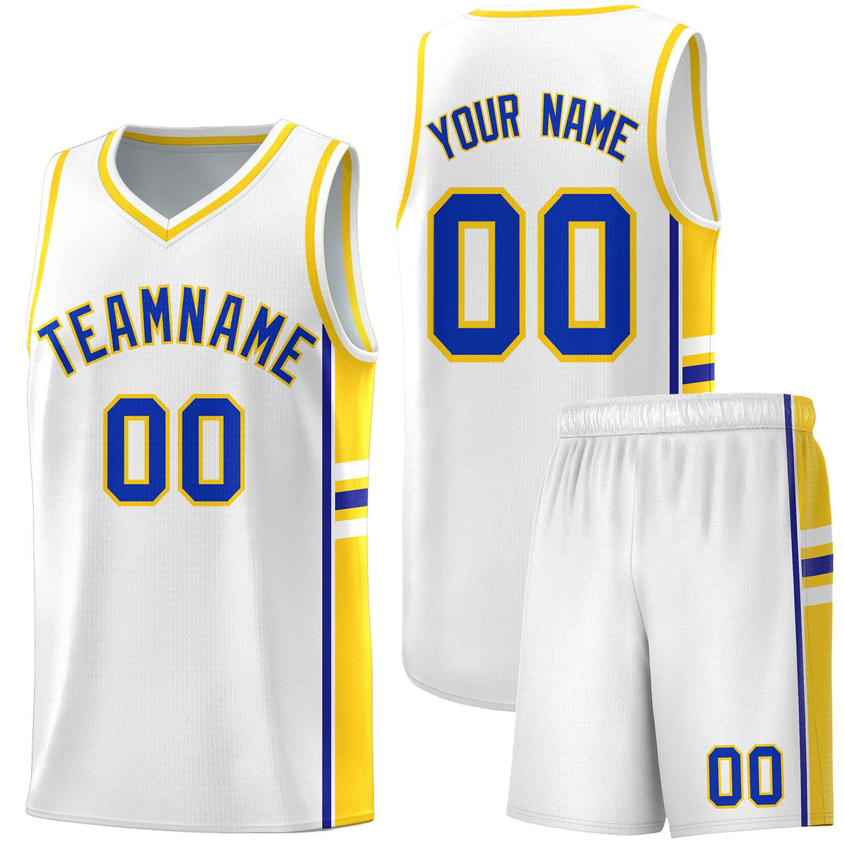 Custom Youth Basketball Jersey - White Fluorescent Yellow Two-Tone Varsity Jersey Set