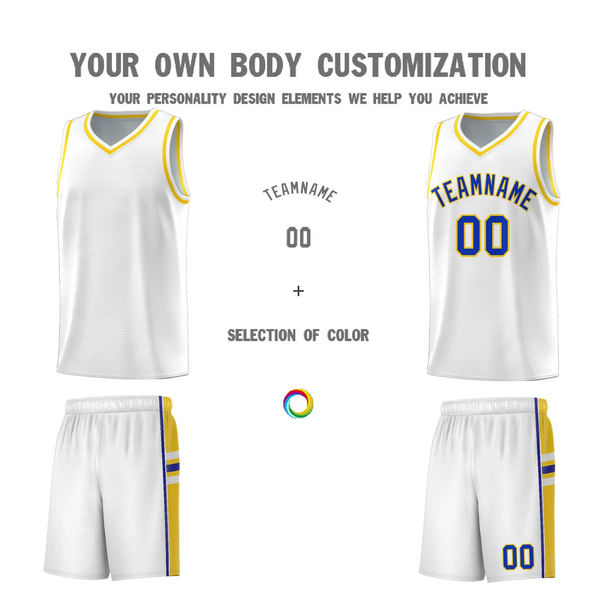 Custom Youth Basketball Jersey - White Fluorescent Yellow Two-Tone Varsity Jersey Set