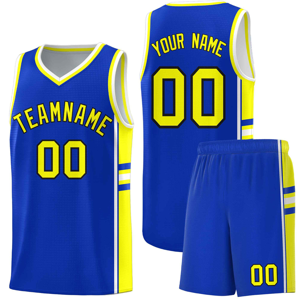 Custom Youth Basketball Jersey - Royal Fluorescent Yellow Two-Tone Classic Varsity Uniform